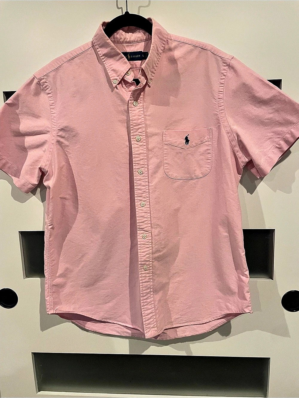 Ralph Lauren Short-Sleeve Oxford Shirt Men's Pink Button Down Large